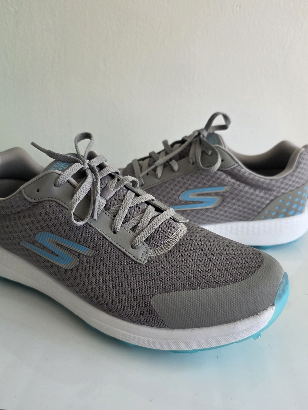 Skechers Gray and Light Blue GO GOLF Max Fairway Walking Shoes.